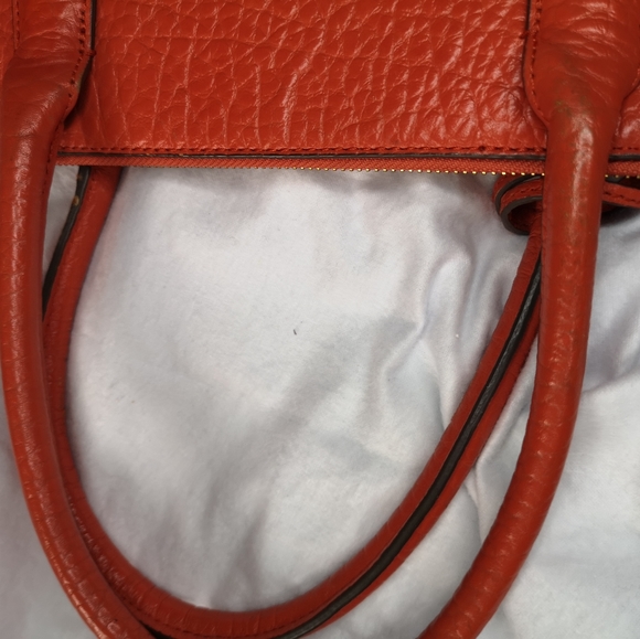 DKNY Orange Leather Dome  /  Satchel with Crossbody Strap - Picture 13 of 16